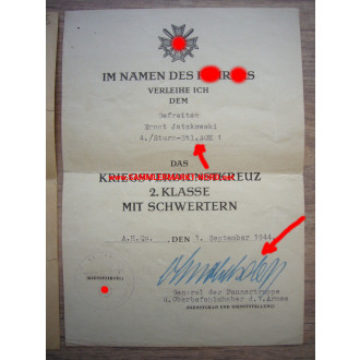 Urkundengruppe - 4./ Sturm-Bataillon AOK 1 - General OTTO VON KNOBELSDORFF - Autograph