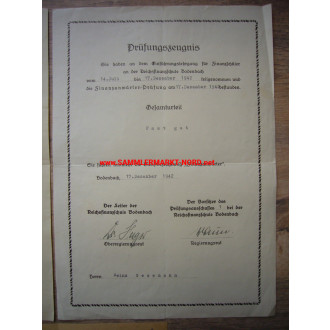 RfV Reich Finance Administration / Customs - Reich Finance Schools certificates