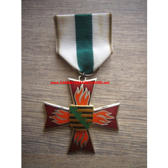 Free State of Saxony - fire brigade badge of honor on a ribbon in silver