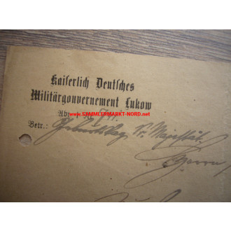 Deutsches Militärgouvernement LUCKOW - Militärgouverneur FREIHERR VON ... - Autograph
