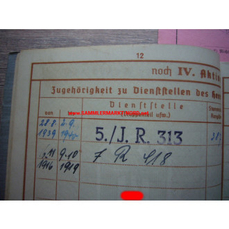 Wehrpaß & Dokumente - 5./ Infanterie Regiment 313