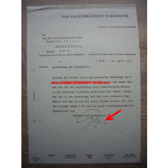 Polizeipräsident von Hannover - WALDEMAR GEYER (NSDAP) - Autograph