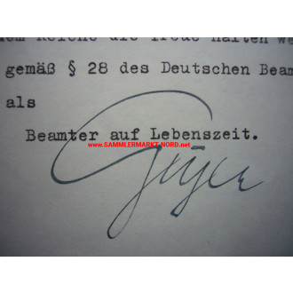 Polizeipräsident von Hannover - WALDEMAR GEYER (NSDAP) - Autograph
