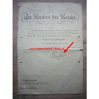 NSDAP Reichsstatthalter von Danzig - ALBERT FORSTER - Autograph