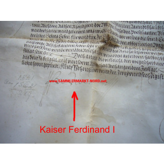 Verleihungsurkunde Adelswappen "die Seida" - Kaiser FERDINAND I (HRR) - Autograph