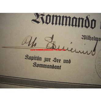 Kriegsmarine document cruiser Cologne - General Admiral OTTO SCHNIEWIND & Rear Admiral WERNER STICHLING - autograph