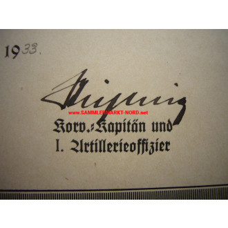 Kriegsmarine document cruiser Cologne - General Admiral OTTO SCHNIEWIND & Rear Admiral WERNER STICHLING - autograph