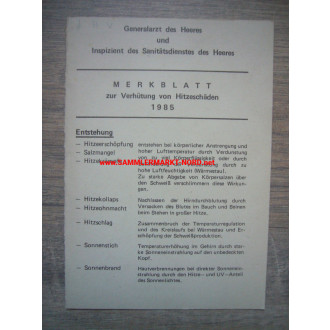 Bundeswehr - Merkblatt zur Verhütung von Hitzeschäden 1985