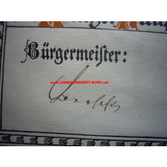 Urkunde - Verleihung des Bürgerrechtes - München - Bürgermeister WILHELM RITTER VON BORSCHT - Autograph