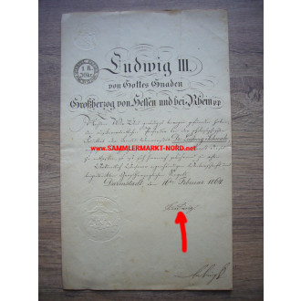 Urkunde 1864 - Großherzog von Hessen LUDWIG III - Autograph