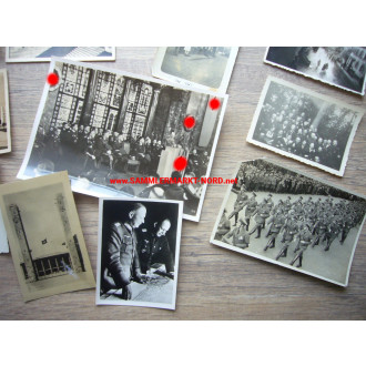 Konvolut Fotos 3. Reich - Stadt im Flaggenschmuck (Hakenkreuzfahnen), Parteitag Nürnberg, usw.