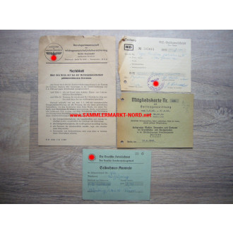 4 x Dokument / Ausweis DAF, NSV usw.