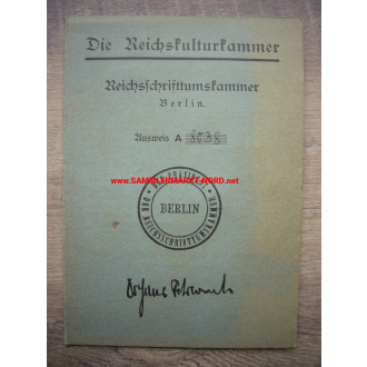 Die Reichskulturkammer - Reichsschriftturmkammer - Mitgliedsausweis