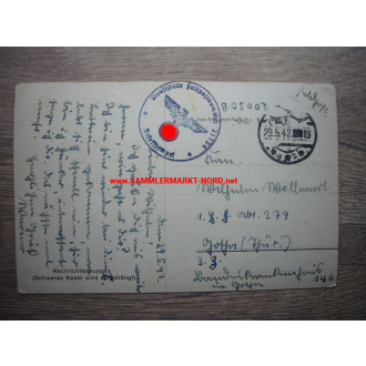 Wehrmacht - Nachrichtentruppe - Schweres Kabel wird angehängt - Postkarte