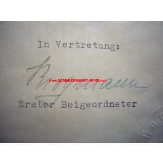 Hamburger Bürgermeister CARL VINCENT KROGMANN (1933-36) - Autograph