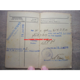 Military passport - Bavarian Landwehr Infantry Regiment No. 12