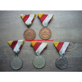 5 x Austrian Comrades Association - Medals of Merit Bronze & Silver