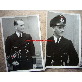 3 x Kriegsmarine Portrait - Offizier mit Zerstörer-Kriegsabzeichen