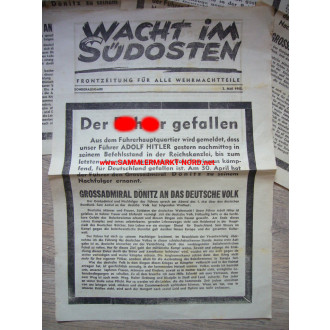 Wacht im Südosten - Sonderausgabe 2. Mai 1945 - Adolf Hitler ist gefallen