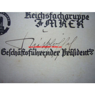 R.D.Kl. Fachgruppe Imker - Urkunde - Politiker KARL HANS KICKHÖFFEL - Autograph