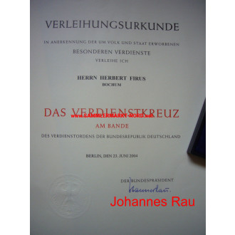 FRG - Federal Cross of Merit on ribbon with award certificate (POSTHUM !!)