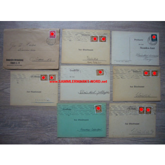 9 x Postkarte / Briefe mit NSDAP Dienstmarken