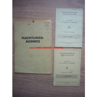 3 x FRG identity cards for displaced persons & refugees 1946/55