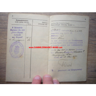 Military Passport Saxony - 11th Saxon Infantry Regiment No. 139