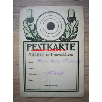 Munich 1927 - 18th German National Shooting - Festival Card / Participant's Pass