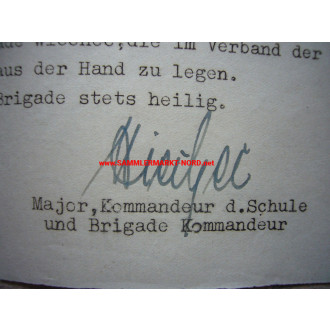 Brigade Wiechec / Fahnenjunker - Urkunde, Böhmerwald 1945 - Major FRANZ-JOSEF WIECHEC Autograph