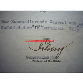 Luftwaffe - Certificate of Appointment - Major General HELLMUTH FELMY - Autograph