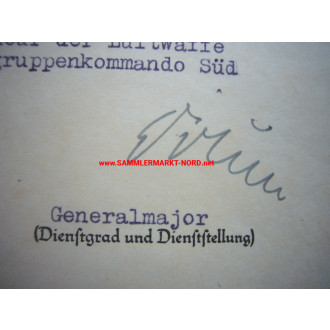 Urkunde Eisernes Kreuz - 9./ Flak 241 - Generalmajor KARL DRUM - Autograph