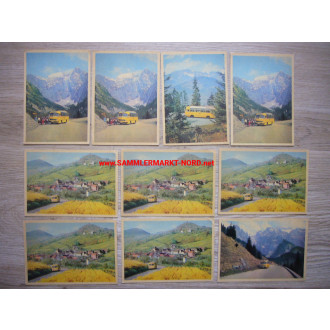BRD um 1948 - 10 x Postkarte - Fahrten mit der Kraftpost (Bundespost)