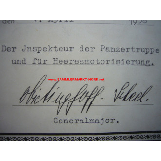 Urkunde Dienstauszeichnung - Generaloberst HEINRICH VON VIETINGHOFF-SCHEEL - Autograph