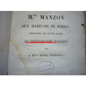 Frankreich - Heft von 1818 - Stenographie - M. Me Manzon aux Habitans de Rodez