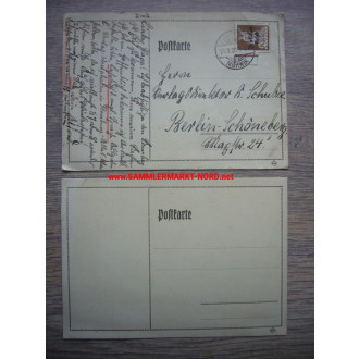 Frühe Propaganda Postkarte 1920 - Mann mit Stahlhelm & Hakenkreuz