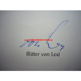DRK Rotes Kreuz - Urkunde zum Ehrenzeichen - Hans Ritter von Lex - Autograph