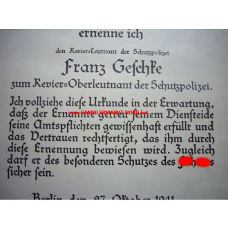 SS-Oberstgruppenführer KURT DALUEGE - Autograph - Beförderungsurkunde