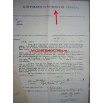 Chief of Police in Breslau (Silesia) - Application for a certificate of belonging to the Reich