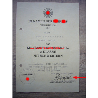 KVK Urkunde - 17. Armee - Oberst und Adjutant RÖHRICHT - Autograph