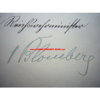 Reichskriegsminister WERNER VON BLOMBERG (Pour le Merite) - Autograph