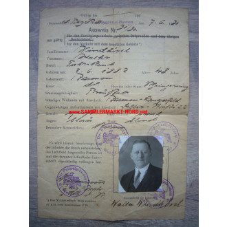 Ausweis für den Verkehr mit dem besetzten Gebiete 1930