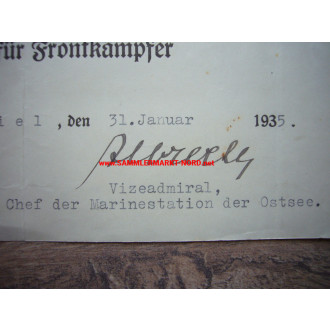 Kriegsmarine - Generaladmiral CONRAD ALBRECHT - Autograph - 1935