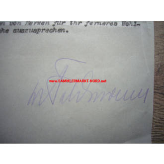 Reichswehr - Chief of the Army Administration - Lieutenant General HANS VON FELDMANN - Autograph