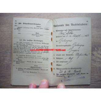 Reichsmarine military passport - S.M.S. VULKAN & torpedo boat T197