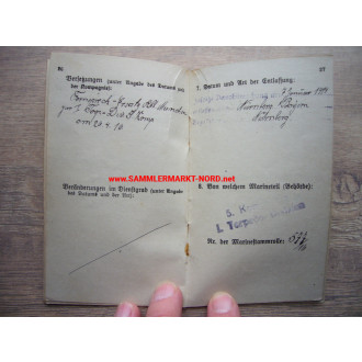 Reichsmarine military passport - S.M.S. VULKAN & torpedo boat T197