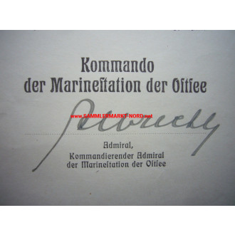 Kriegsmarine - Generaladmiral CONRAD ALBRECHT - Autograph - 1936