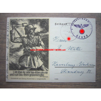 Feldpostkarte 1941 mit Sturmtrupp Soldat mit Handgranate