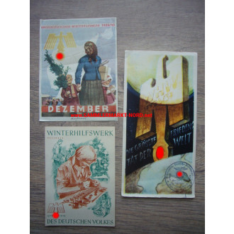 3 x WHW Winterhilfe - Spendenvignette 1936 - 1940