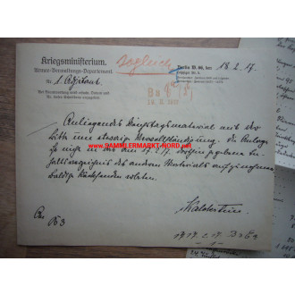 Ministry of War Berlin 1917 - Diplomat LUDWIG FREIHERR VON FLOTOW - Autograph